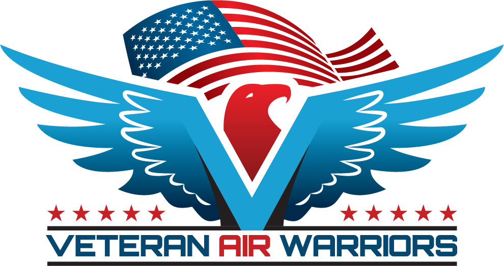 Veteran Air Warriors Logo of eagle with wings spread and American flag in the background.